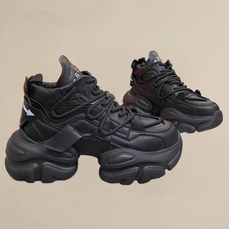 Dad Shoes Damen Echtleder Frühling Neu All-Match Dicke Sohle Erhöht Freizeit Sneaker Damen Tanzschuhe 39 von Joom DACH