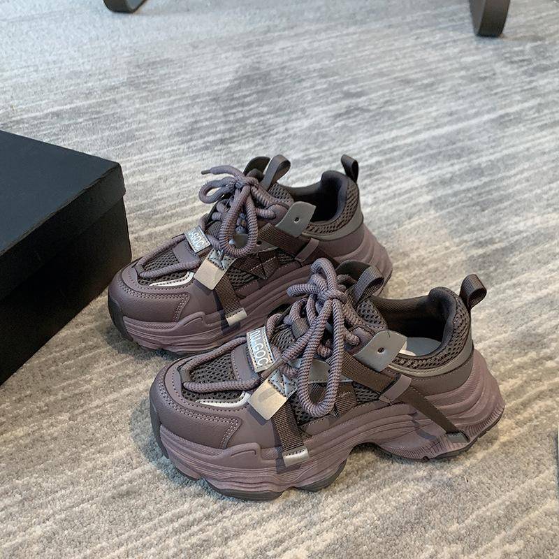 Dad Shoes Damen Frühling Neu All-Match Dicke Sohle Erhöhen Freizeit Schuhe Echtes Leder Sneaker Damen 40 von Joom DACH