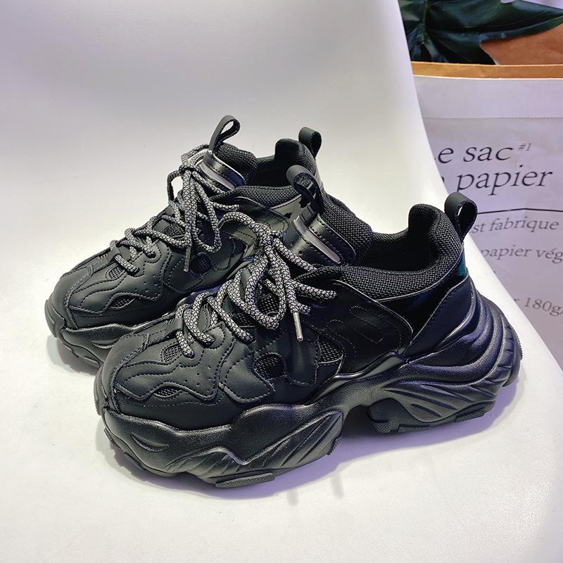 Dad Shoes Damen Frühling Neue Dicke Sohle Erhöhte Fried Street Leichte Fleece-gefütterte Casual Sneaker 40 von Joom DACH