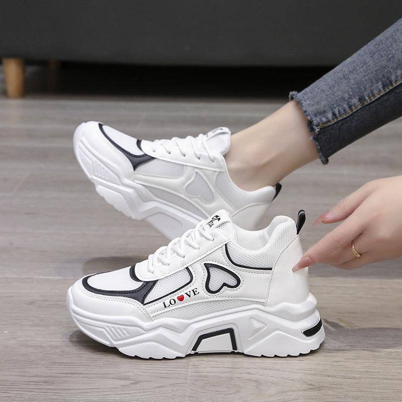 Dad Shoes Damen Frühling Neue Keilabsatz Versteckter Absatz Damenschuhe Rutschfeste Lässige Plateau-Sneaker 40 schwarz von Joom DACH