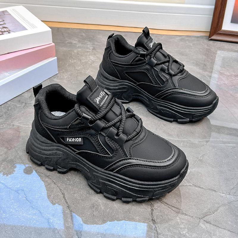 Dad Shoes Damen Frühling Neue Studentin Ins Modische All-Matching Plateau-Schuhe Frühling und Herbst Freizeitschuhe 40 schwarz von Joom DACH