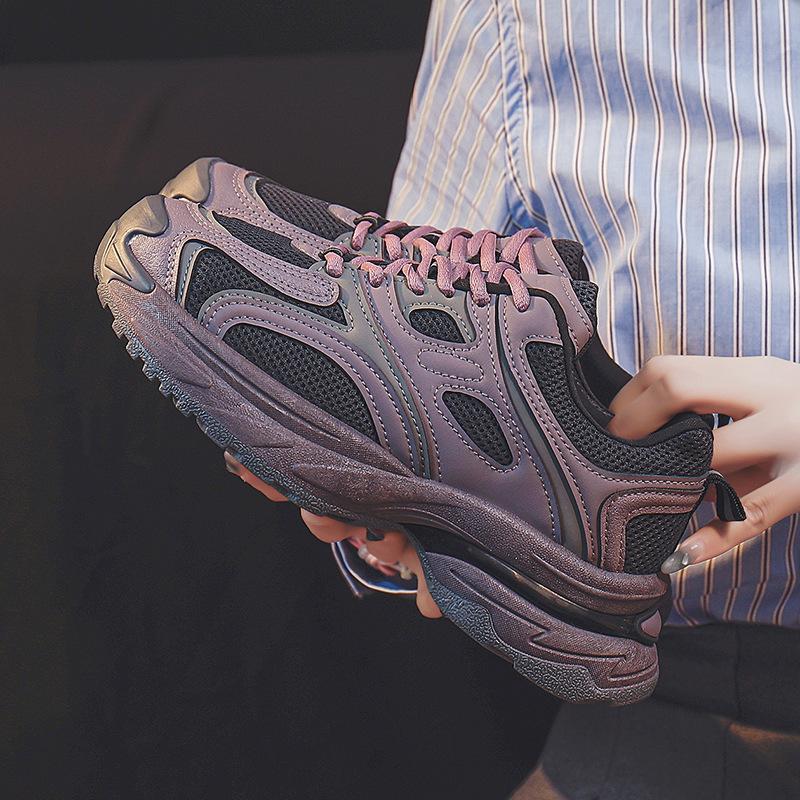 Dad Shoes Damen Frühling Neue Studentin Vielseitig Dicke Sohle Lässiger Sneaker Damen Leichte Laufschuhe 40 violett von Joom DACH