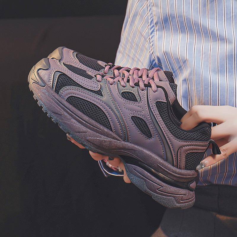 Dad Shoes Damen Frühling Neue Studentin Vielseitig Dicke Sohle Lässiger Sneaker Damen Leichte Laufschuhe 40 violett von Joom DACH