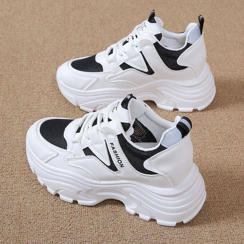 Dad Shoes Damen Klein Sommer Weiß Höhe Erhöhende Einlegesohle Damenschuhe Sommer Atmungsaktives Mesh Studenten Sneaker 40 schwarz von Joom DACH