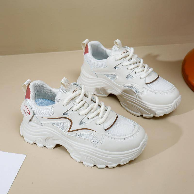 Dad Shoes Damen Sommer Neu Ins Style Studentenmode Schuhe Dicke Sohle Erhöht Freizeit Sneaker 40 beige von Joom DACH