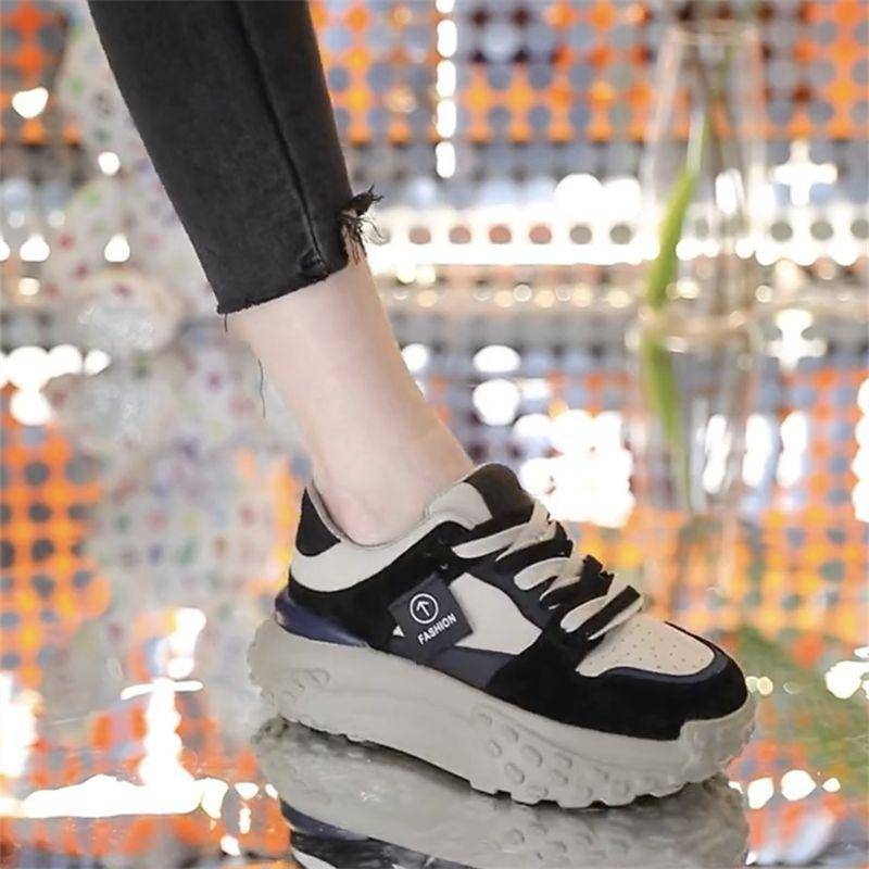 Dad Shoes Damen Vielseitig Neu Frühling und Herbst Winter Weiß Plateau Sportlich Lässig Flache Weiße Schuhe Damenschuhe 40 schwarz von Joom DACH