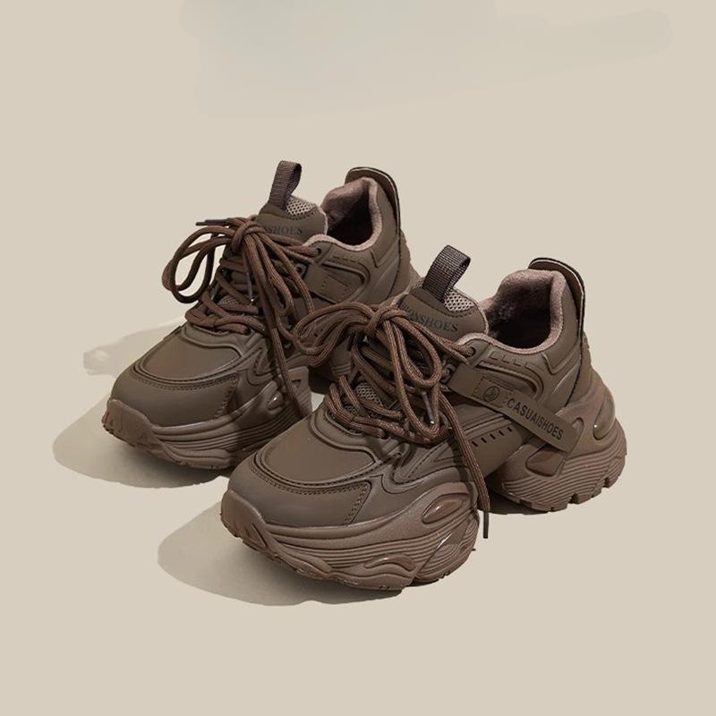 Dad Shoes Echtes Leder Elevator Damenschuhe Frühling Neu Vielseitig Dicke Sohle Leichter Lässiger Sneaker Damen 39 von Joom DACH