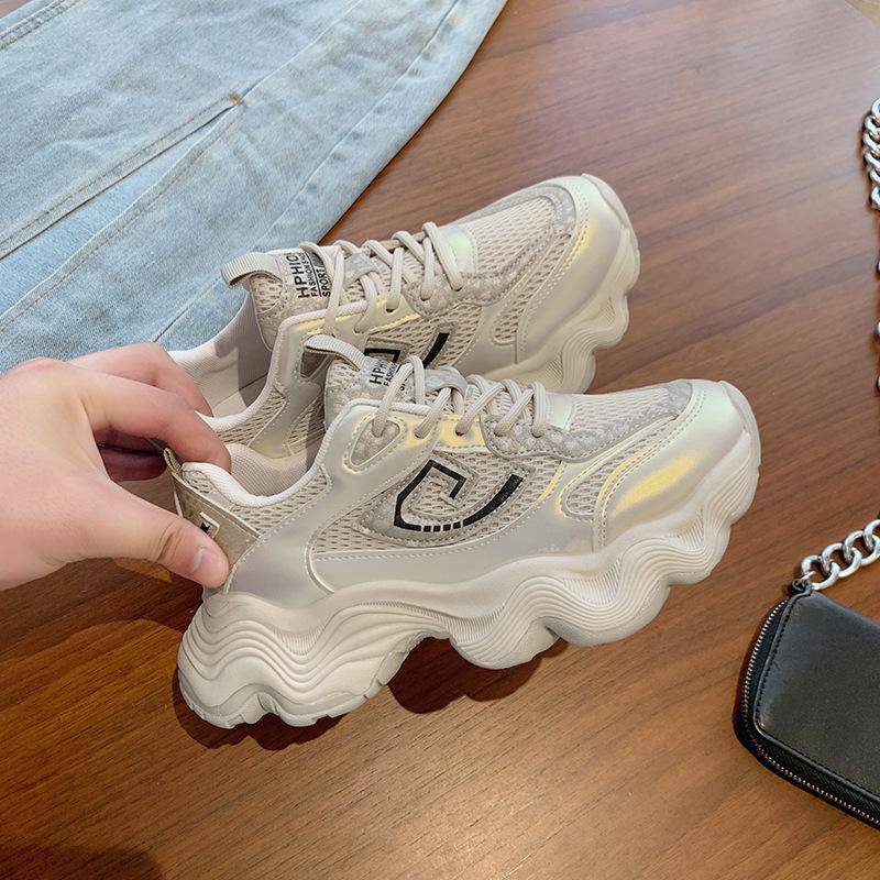 Dad Shoes Ins Trendy Neue Sommer Mesh Atmungsaktiv Dicke Sohle Höhenerhöhend Leder Leichtgewichtiger Lässiger Sneaker Damen 40 von Joom DACH