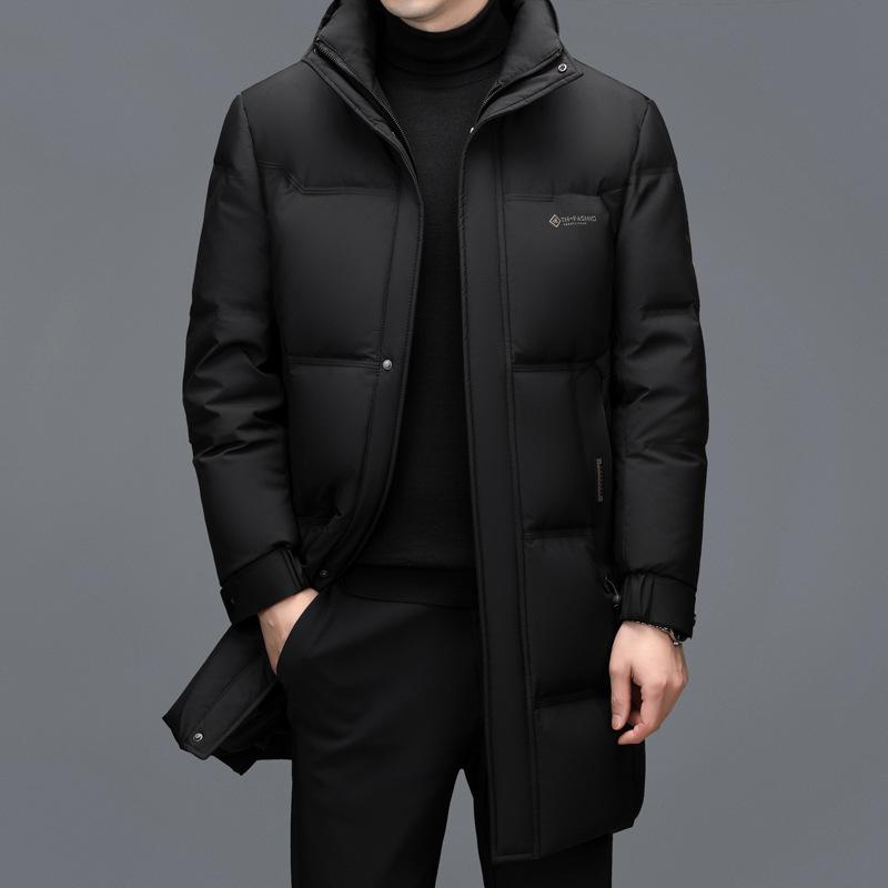 Dad's Verdickte Daunenjacke Herren Winter Business Casual Daunenjacke für mittleres und älteres Alter mit Kapuze Warme weiße Entendaunen 4XL von Joom DACH