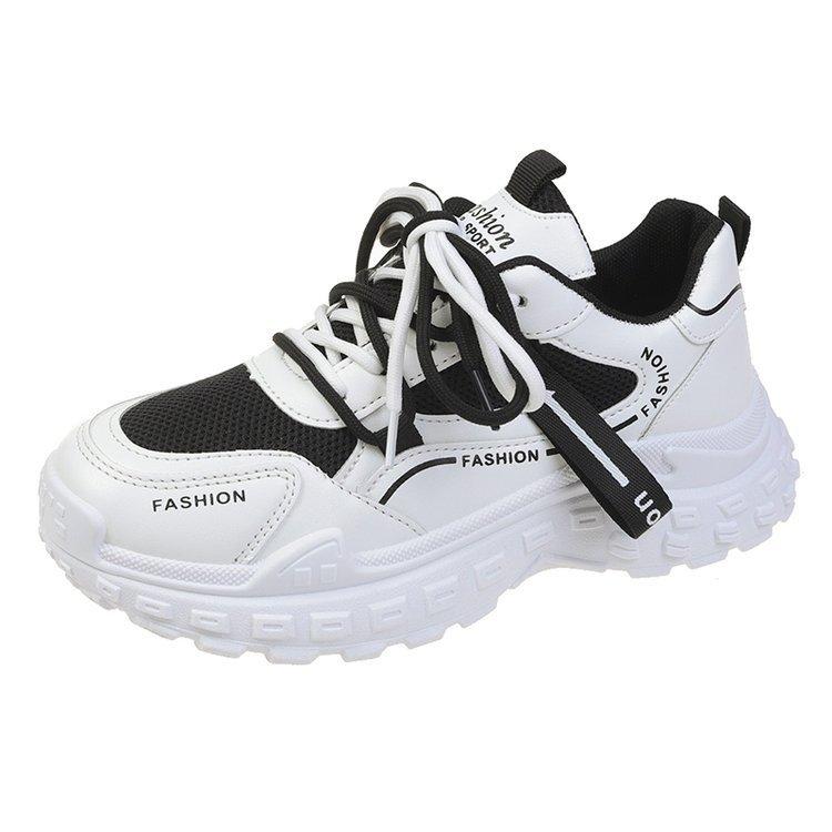 Daddy Schuhe Damen Winter Neue Gummi Weiche Unterseite Zweifarbige Schnürschuhe Ins Style Fashion Casual Sneaker 41 von Joom DACH