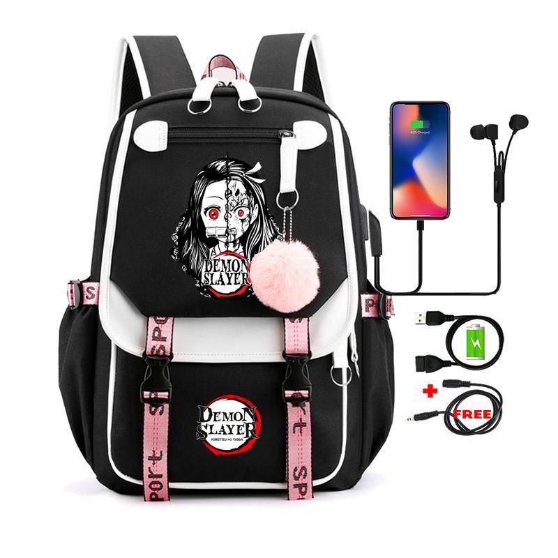 Dämon Slayer Nezuko Rucksäcke für Männer Anime Schultasche für Teenager Leinwand Laptop Rucksack Frauen Rucksack Anime Nezuko Rucksack von Joom DACH