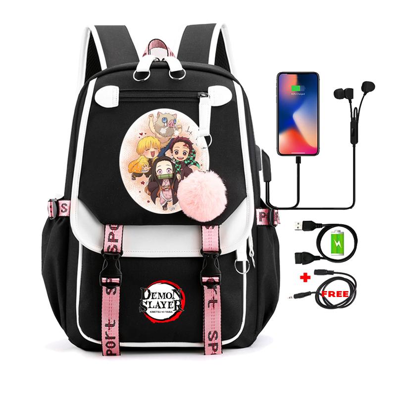 Dämon Slayer Nezuko Rucksäcke für Männer Anime Schultasche für Teenager Leinwand Laptop Rucksack Frauen Rucksack Anime Nezuko Rucksack von Joom DACH