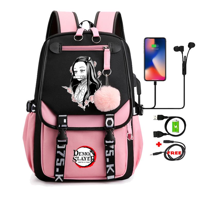 Dämon Slayer Nezuko Rucksäcke für Männer Anime Schultasche für Teenager Leinwand Laptop Rucksack Frauen Rucksack Anime Nezuko Rucksack von Joom DACH
