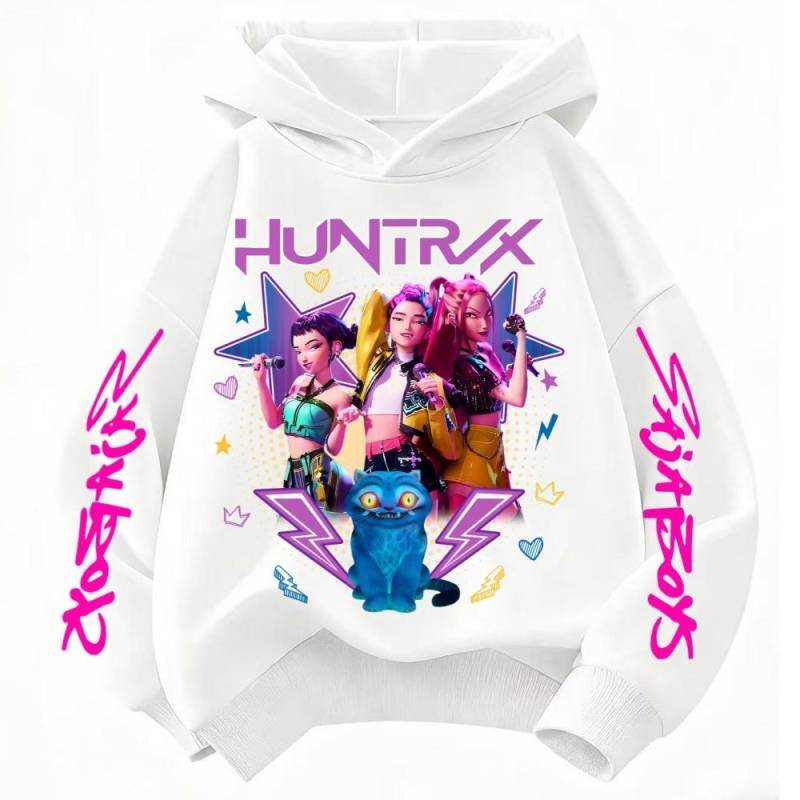 Dämonenjäger Print Mädchen Kapuzenpullover Streetwear Herbst Niedlich Anime Pullover Kinder Y2K Kawaii Langarm Kleidung 140 weiß von Joom DACH