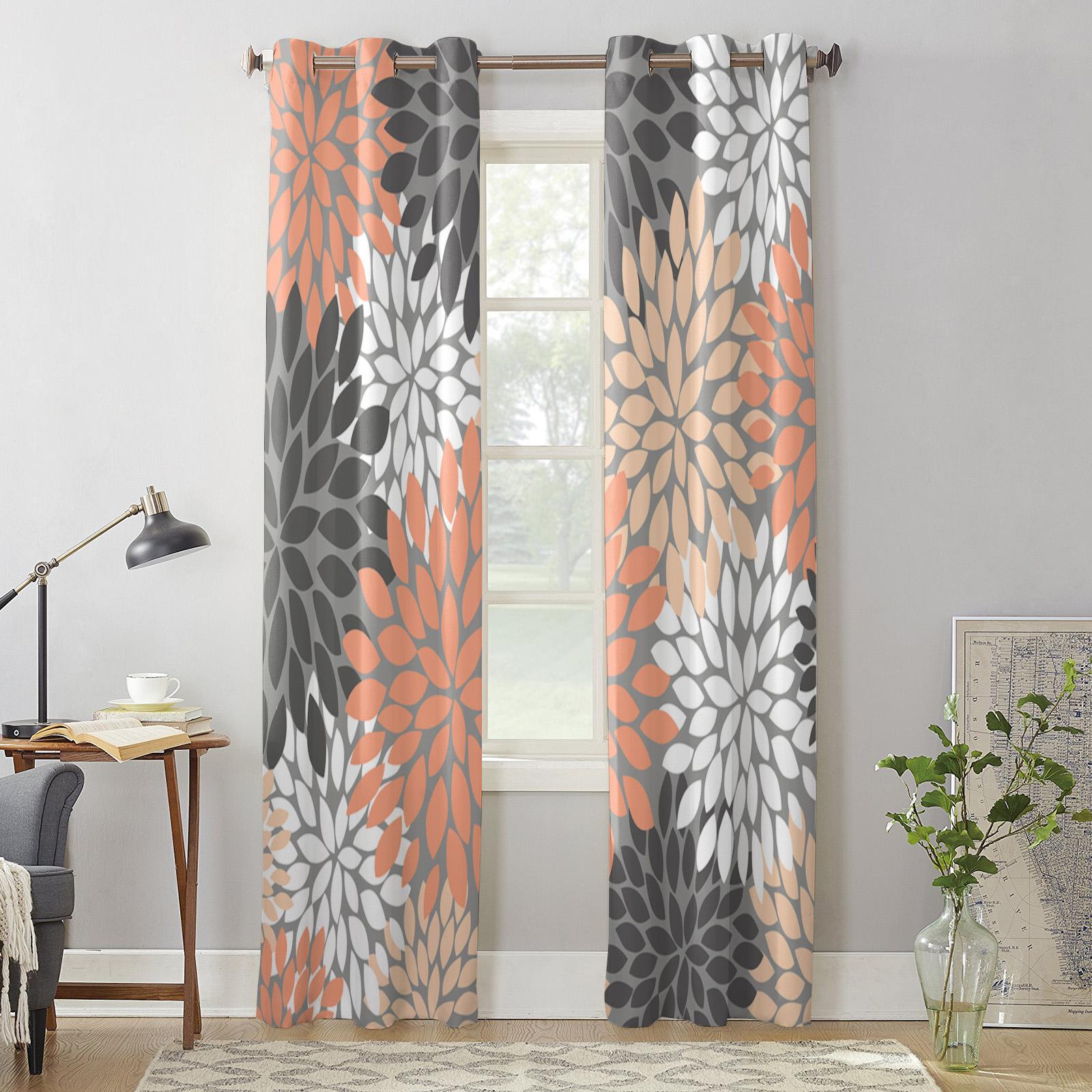 Dahlie Vintage Farbe Blumen Vorhänge für Wohnzimmer Küche Fenster Vorhang Luxusvorhänge für Schlafzimmer Kinder 135W x 230H(cm) x2 von Joom DACH