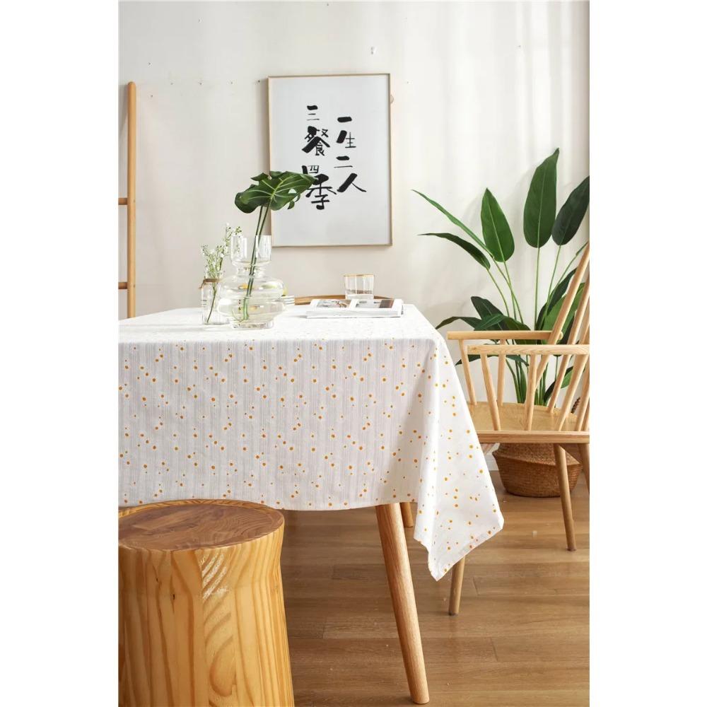 Daisy Quasten Baumwoll-Tischdecke für Schlafzimmer Rechteckige Esstischdecke Party-Tischdecke Staubdichte Schreibtischabdeckung Wohnzimmerdekor 90x90cm von Joom DACH