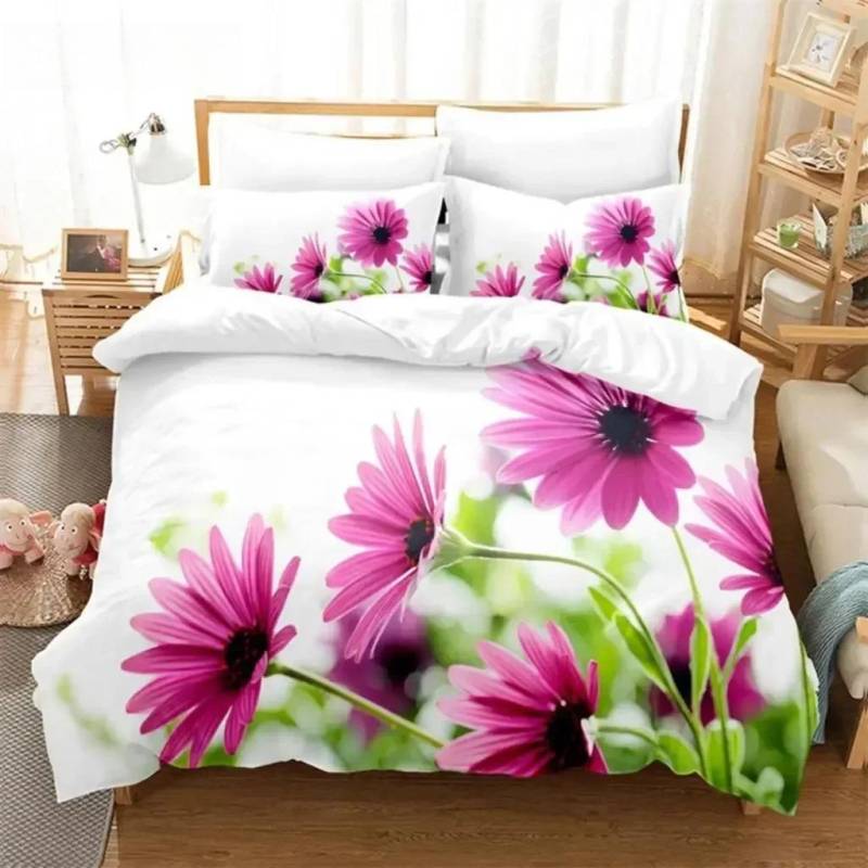 Daisy Queen Bettwäscheset Blumen Bettbezugset Bettwäsche Digitaldruck Bettwäsche King Size Bettbezugset Bettwäschesets EU single(135x200cm) von Joom DACH