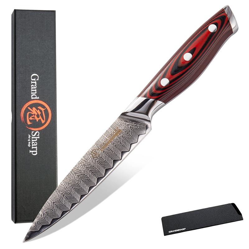 Damaskus Küchenmesser 5'' Allzweckmesser 67 Lagen VG10 Japanischer Stahl Kochmesser G10 Hanlde GRANDSHARP 5 Inch Blade Knife rot von Joom DACH
