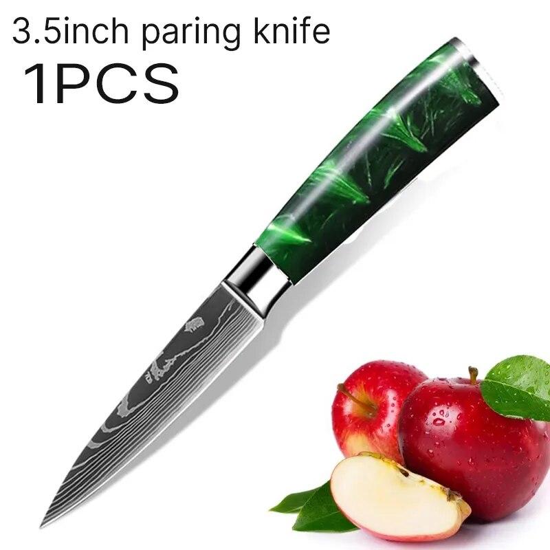 Damaskus Obstmesser Schälmesser Scharfe Klinge Obst Gemüse Schneidemesser Kleines Messer mit Harzgriff Küchenzubehör grau von Joom DACH