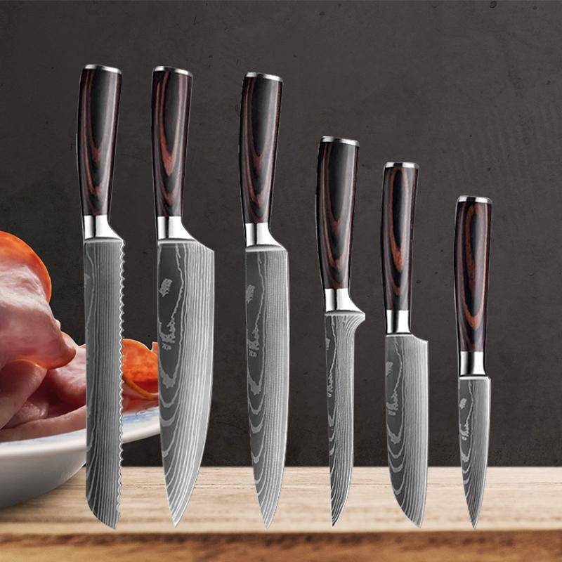 Damastmesser-Sets Damaststahl-Küchenmesser Beste Küchenmesser Küchenzubehör Hackmesser 6pcs knives von Joom DACH