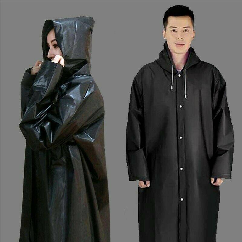 Damen, Herren, wasserdichte Jacke, dicker PVC-Regenmantel, Regenmantel, Kapuzenponcho, Regenbekleidung One size schwarz von Joom DACH