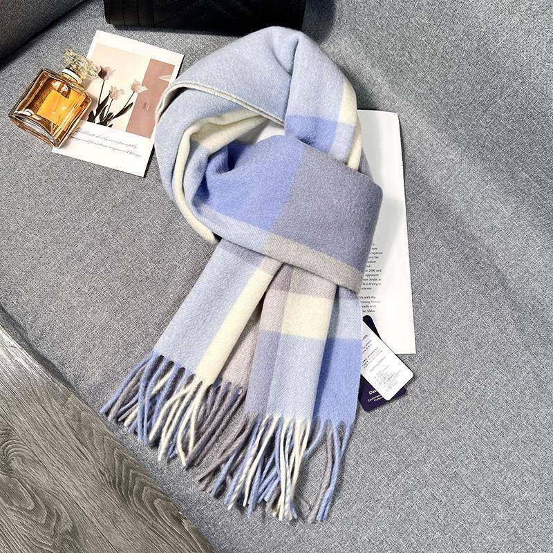 Damen 100% Reine Wolle Plaid Schal - Winter Warm, High-End Kaschmirschal 37x190 cm himmelblaue von Joom DACH