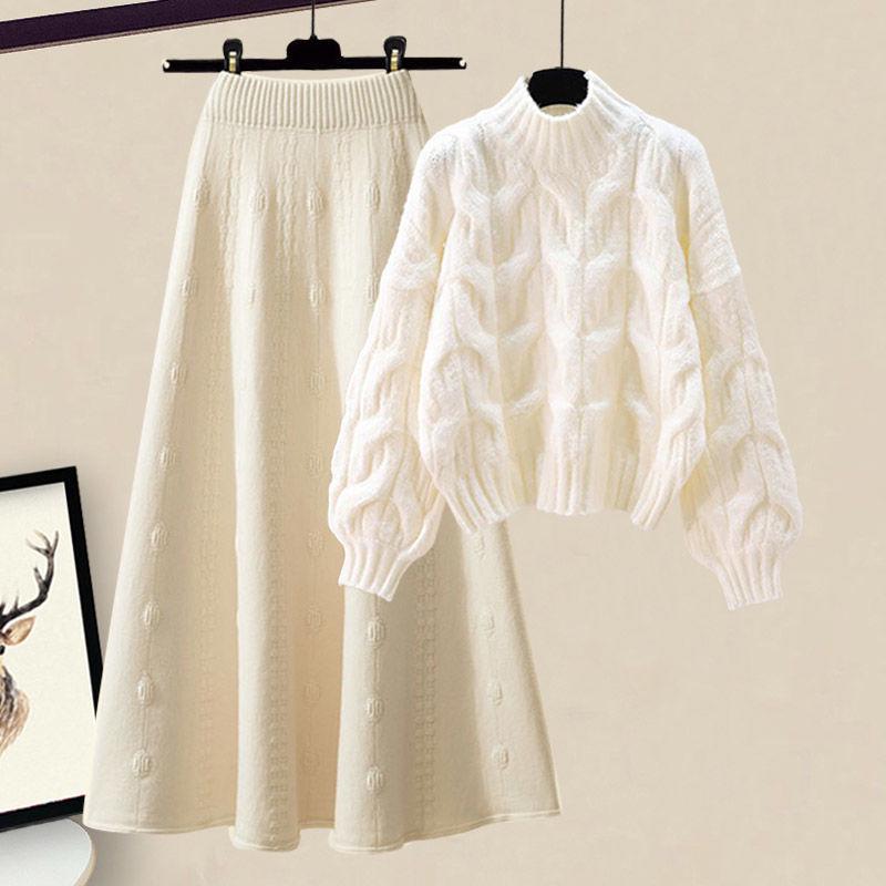 Damen 2024 Herbst/Winter Strickpullover & Rock Set 2XL von Joom DACH