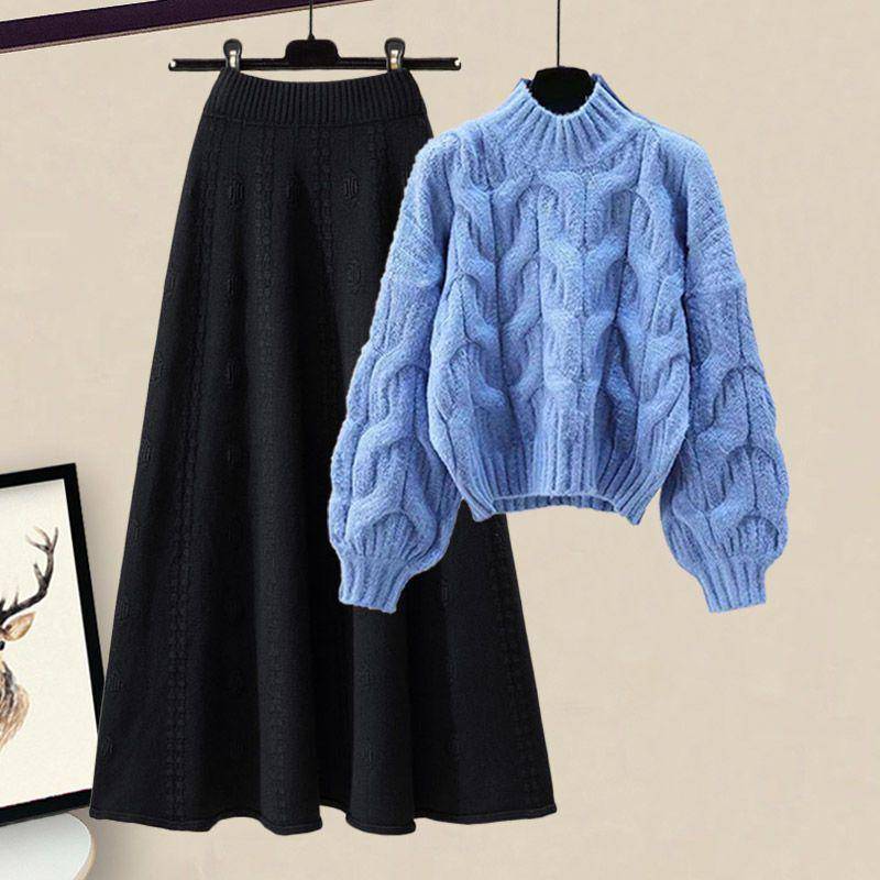 Damen 2024 Herbst/Winter Strickpullover & Rock Set XL von Joom DACH