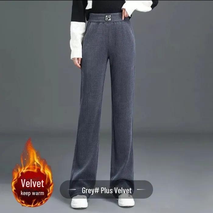 Damen 2024 High-Waist Schlaghose - Herbst/Winter Lässige Hose mit weitem Bein M graue von Joom DACH