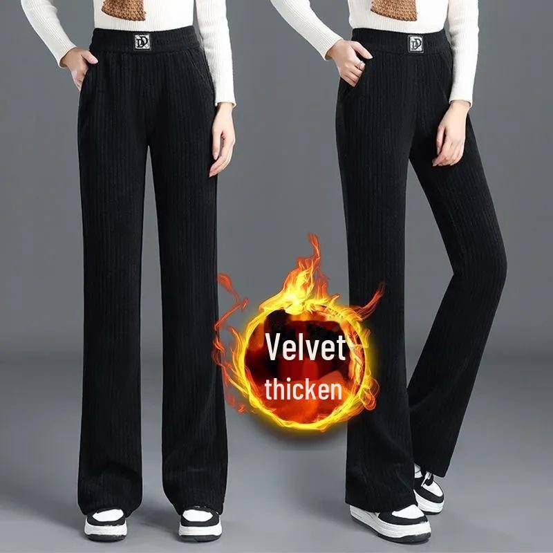 Damen 2024 High-Waist Schlaghose - Herbst/Winter Lässige Hose mit weitem Bein XL schwarz von Joom DACH