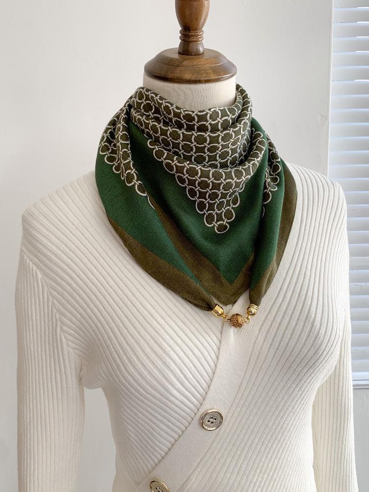 Damen 2024 Magnetischer Dreieckiger Nackenschutzschal - Baumwolle & Leinen Hochwertiger Quadratischer Schal für Herbst/Winter cotton and linen-ring von Joom DACH