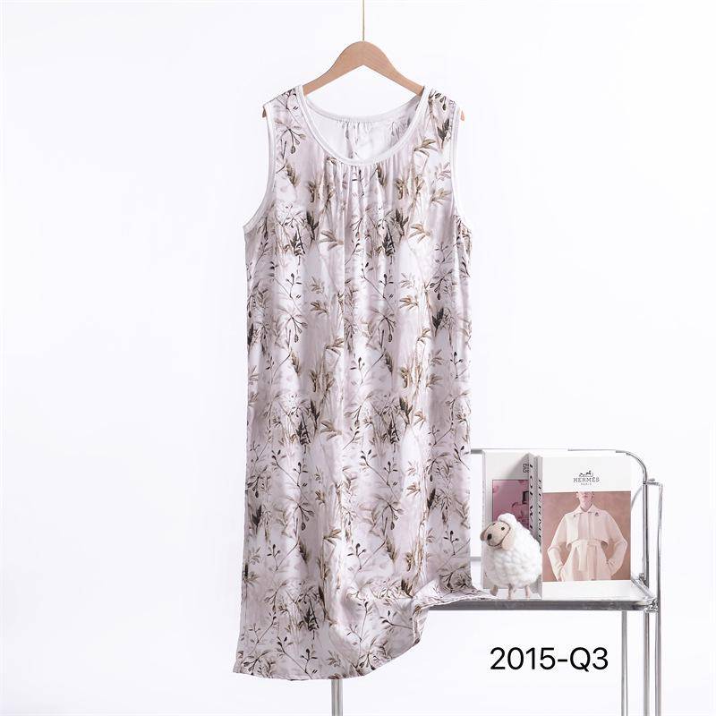 Damen 2025 Neues Ärmelloses Nachthemd aus Baumwoll-Seidenmischung mit Blumenmuster - Übergröße, Lockere Passform 3XL von Joom DACH