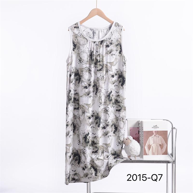 Damen 2025 Neues Ärmelloses Nachthemd aus Baumwoll-Seidenmischung mit Blumenmuster - Übergröße, Lockere Passform 3XL von Joom DACH