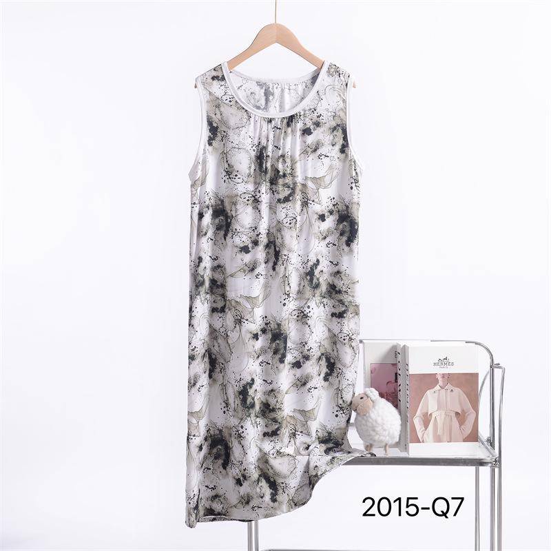 Damen 2025 Neues Ärmelloses Nachthemd aus Baumwoll-Seidenmischung mit Blumenmuster - Übergröße, Lockere Passform 3XL von Joom DACH