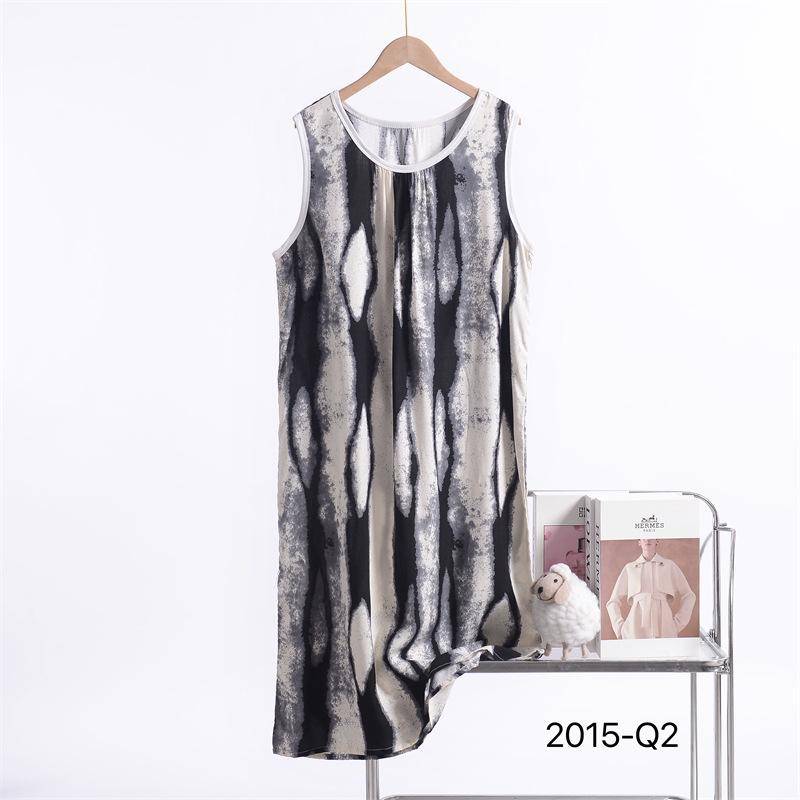 Damen 2025 Neues Ärmelloses Nachthemd aus Baumwoll-Seidenmischung mit Blumenmuster - Übergröße, Lockere Passform 5XL von Joom DACH