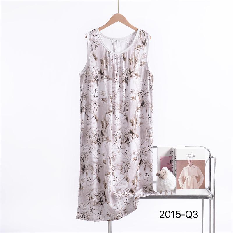 Damen 2025 Neues Ärmelloses Nachthemd aus Baumwoll-Seidenmischung mit Blumenmuster - Übergröße, Lockere Passform 6XL von Joom DACH