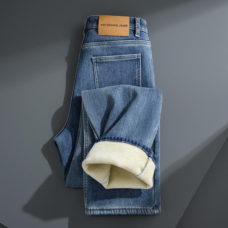 Damen 2025 Winter High-Waisted Fleecegefütterte Schlankmachende Straight-Leg Jeans XL von Joom DACH