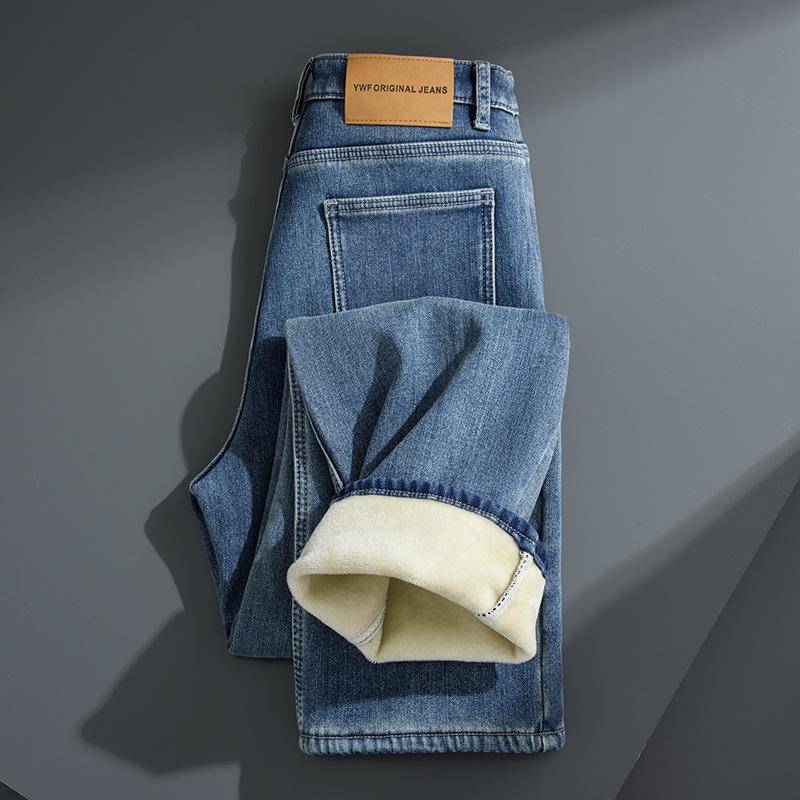 Damen 2025 Winter High-Waisted Fleecegefütterte Schlankmachende Straight-Leg Jeans XL von Joom DACH