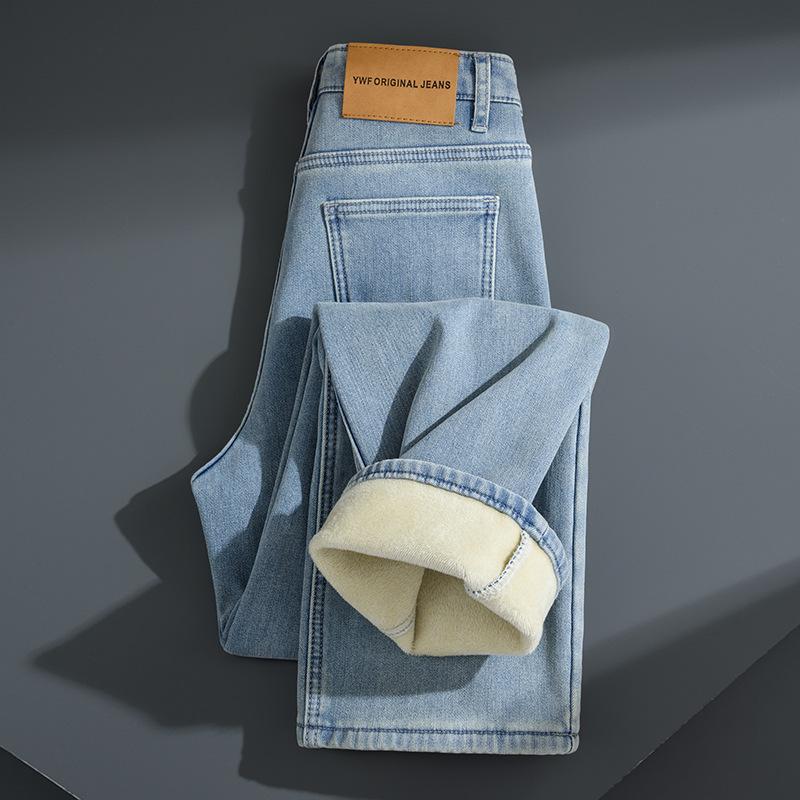 Damen 2025 Winter High-Waisted Fleecegefütterte Schlankmachende Straight-Leg Jeans XL von Joom DACH