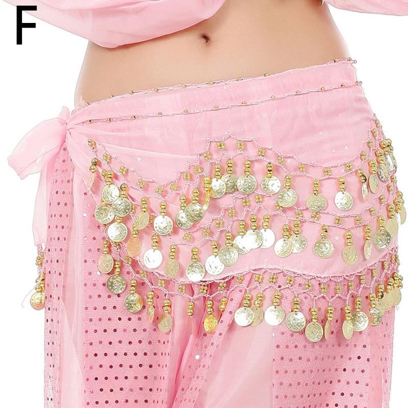Damen 3 Reihen Bauchtanz Kleidung Taille Kette Gürtel Zubehör Hüfttuch Gürtel Gold Silber Münzen von Joom DACH