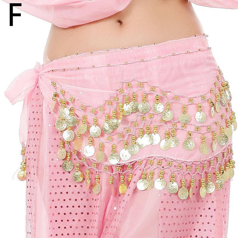 Damen 3 Reihen Bauchtanz Kleidung Taille Kette Gürtel Zubehör Hüfttuch Gürtel Gold Silber Münzen von Joom DACH