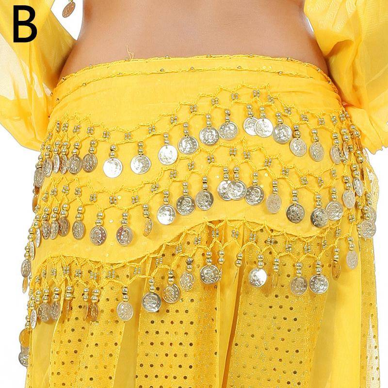 Damen 3 Reihen Bauchtanz Kleidung Taille Kette Gürtel Zubehör Hüfttuch Gürtel Gold Silber Münzen von Joom DACH