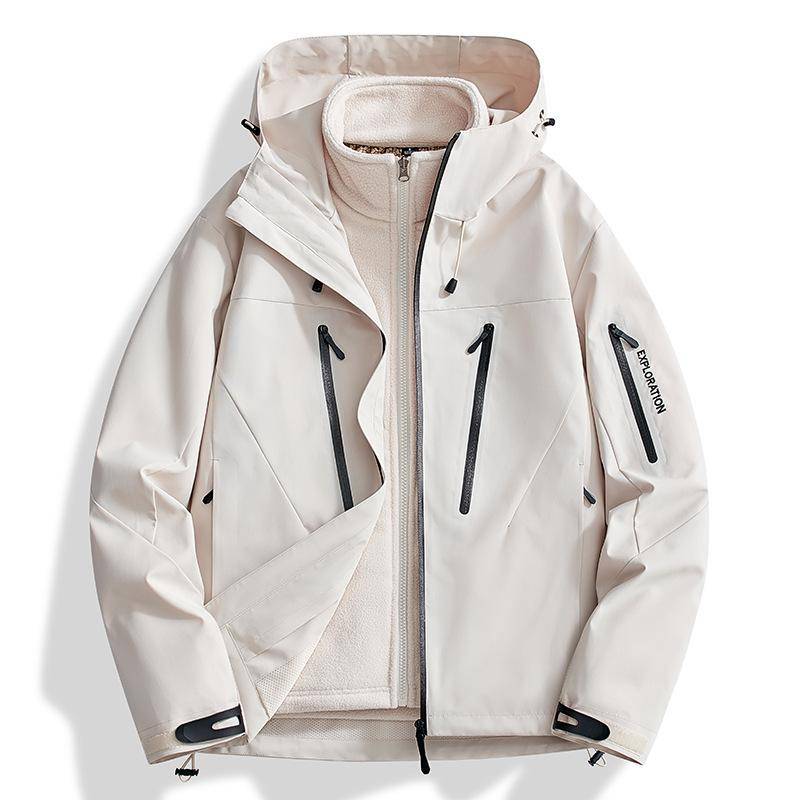 Damen 3-in-1-Skijacke, wasserdicht, winddicht, Winter-Schneemantel, Snowboardjacke, warmer Regenmantel M beige von Joom DACH