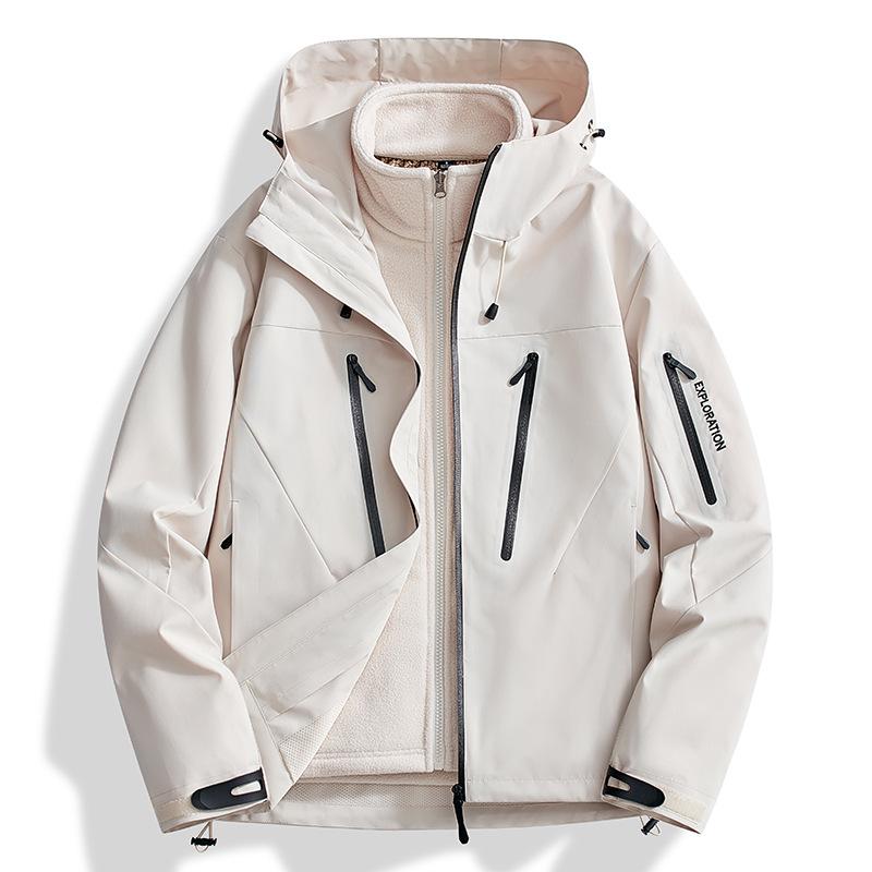 Damen 3-in-1-Skijacke, wasserdicht, winddicht, Winter-Schneemantel, Snowboardjacke, warmer Regenmantel S beige von Joom DACH