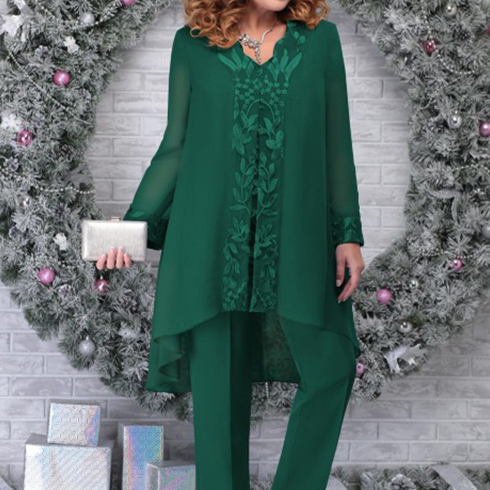 Damen 3-teiliges Abendkleid Patchwork besticktes Temperament Pendler Slim Fit Set Cocktailanzug XXXXXL von Joom DACH