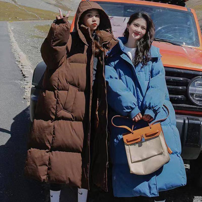 Damen 3XL Verdickter Daunen-Baumwollmantel Wintermode Saison Locker Lang Knielang Baumwollmantel Jacke Mit Kapuze Brotmantel Windbreaker M kaffeebraun von Joom DACH