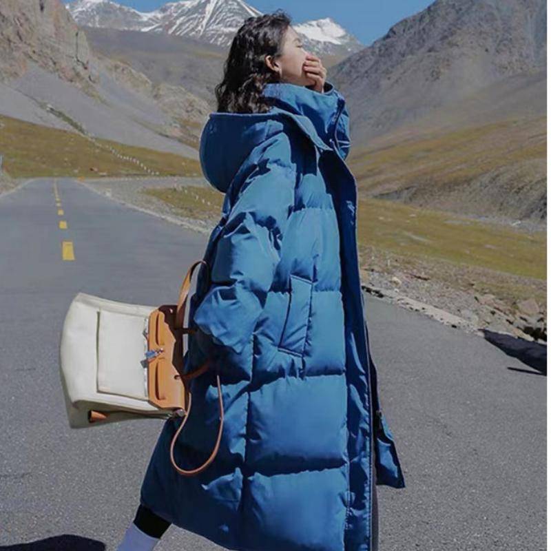 Damen 3XL Verdickter Daunen-Baumwollmantel Wintermode Saison Locker Lang Knielang Baumwollmantel Jacke Mit Kapuze Brotmantel Windbreaker XXL von Joom DACH