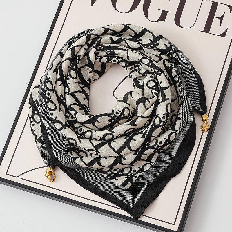 Damen 65  Seiden-Quadrat-Schal mit Magnetverschluss – Herbst/Winter-Druck, modischer & vielseitiger Dreiecks-Schlauchschal von Joom DACH