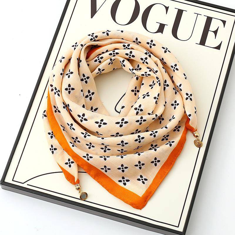 Damen 65  Seiden-Quadrat-Schal mit Magnetverschluss – Herbst/Winter-Druck, modischer & vielseitiger Dreiecks-Schlauchschal von Joom DACH