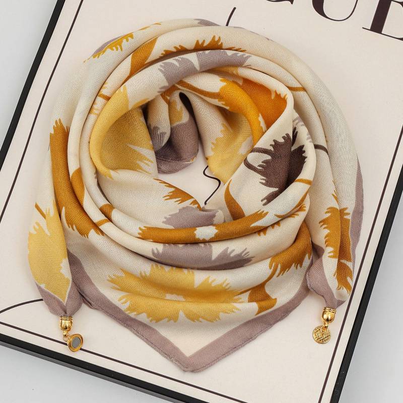 Damen 65  Seiden-Quadrat-Schal mit Magnetverschluss – Herbst/Winter-Druck, modischer & vielseitiger Dreiecks-Schlauchschal von Joom DACH